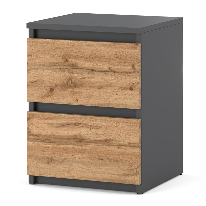 Szafka nocna drewniana do sypialni loft 40cm stolik nocny szary dąb wotan