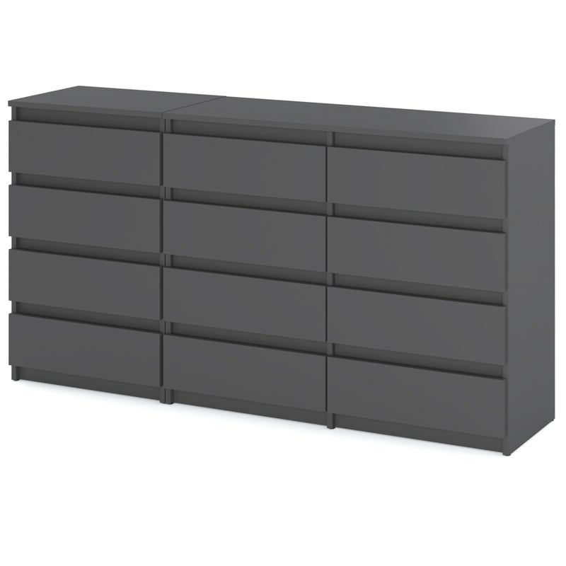Komoda 12 szuflad szafka nowoczesna szara mat loft 180cm salon sypialnia