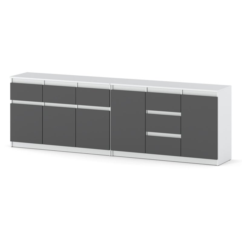Komoda z 6 szufladami 240cm szafka nowoczesna do sypialni biała szara mat
