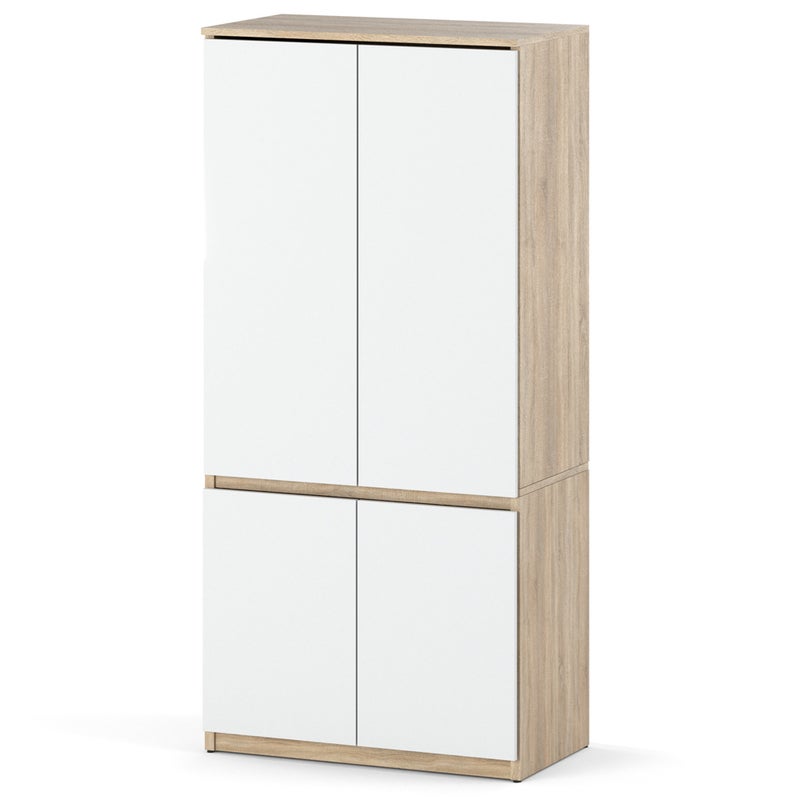 Szafa garderoba z półkami drążkiem nowoczesna 80cm dąb sonoma biały mat