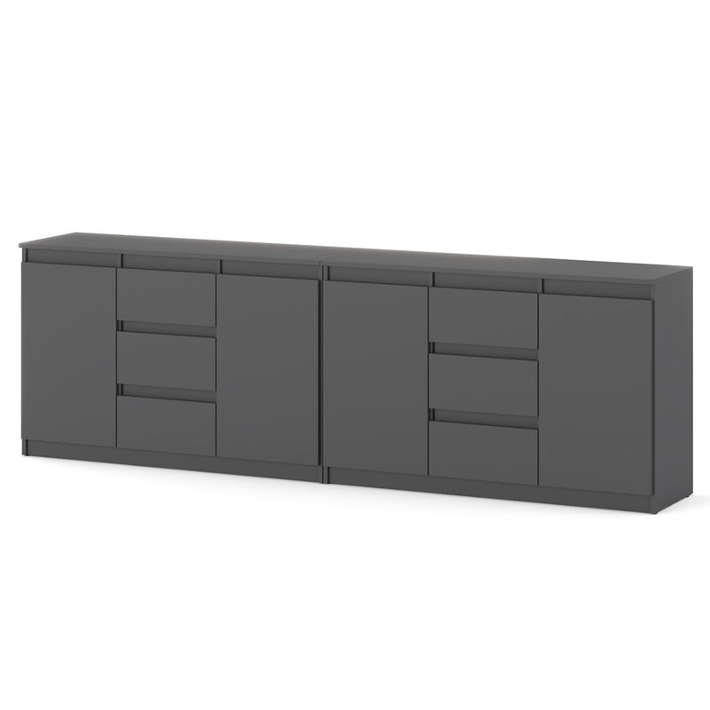 Komoda szara 240cm 6 szuflad nowoczesna pojemna szafka do pokoju loft