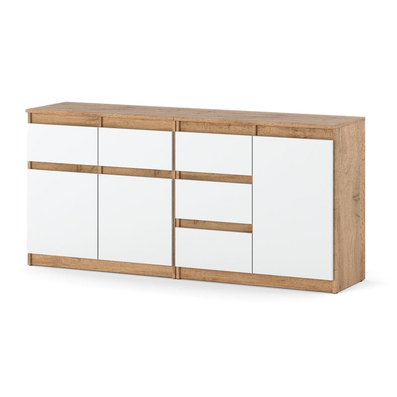 Komoda do salonu sypialni z 5 szufladami nowoczesna 160cm dąb wotan biały