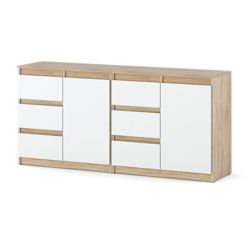 Komoda dąb sonoma biały mat duża szafka 160cm z szufladami salon sypialnia