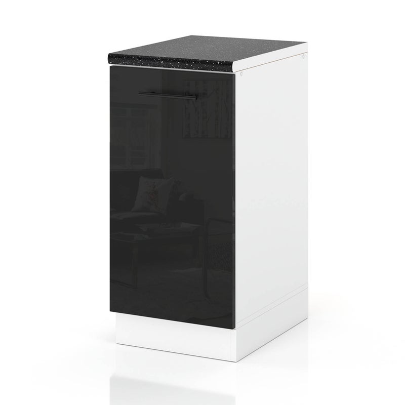 Szafka kuchenna stojąca z blatem modułowa 40cm spremium czarny połysk