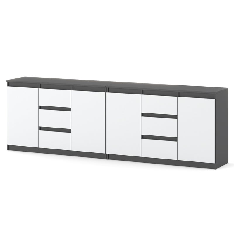 Komoda 240cm do pokoju szafka 6 szuflad 240cm loft szary biały mat salon