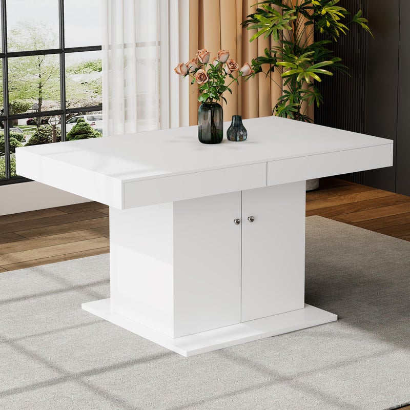 Rozkładany stół jadalny ze schowkiem, 140/180×80×76 cm, betonowy, automatyczny, teleskopowy, wielofunkcyjny