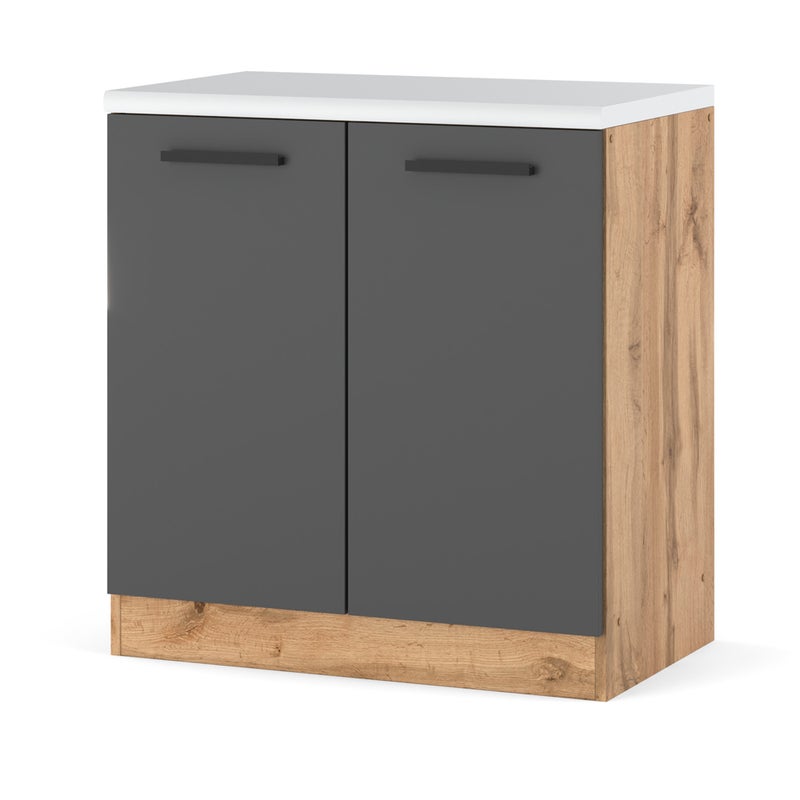 Szafka kuchenna stojąca z blatem modułowa blande 80cm wotan szary mat