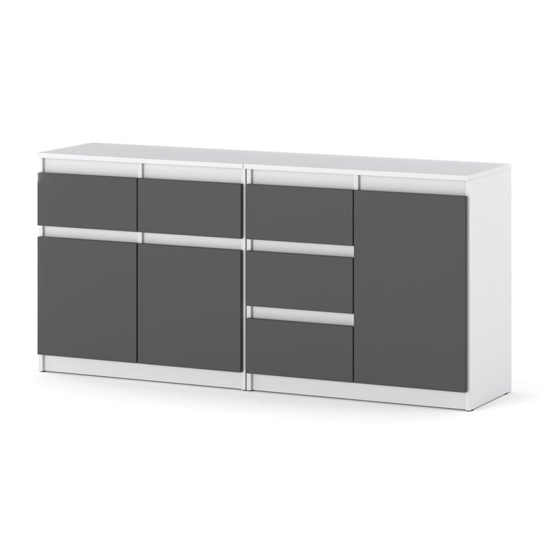 Komoda do salonu 5 szuflad szafka nowoczesna 160cm pojemna biała szara mat
