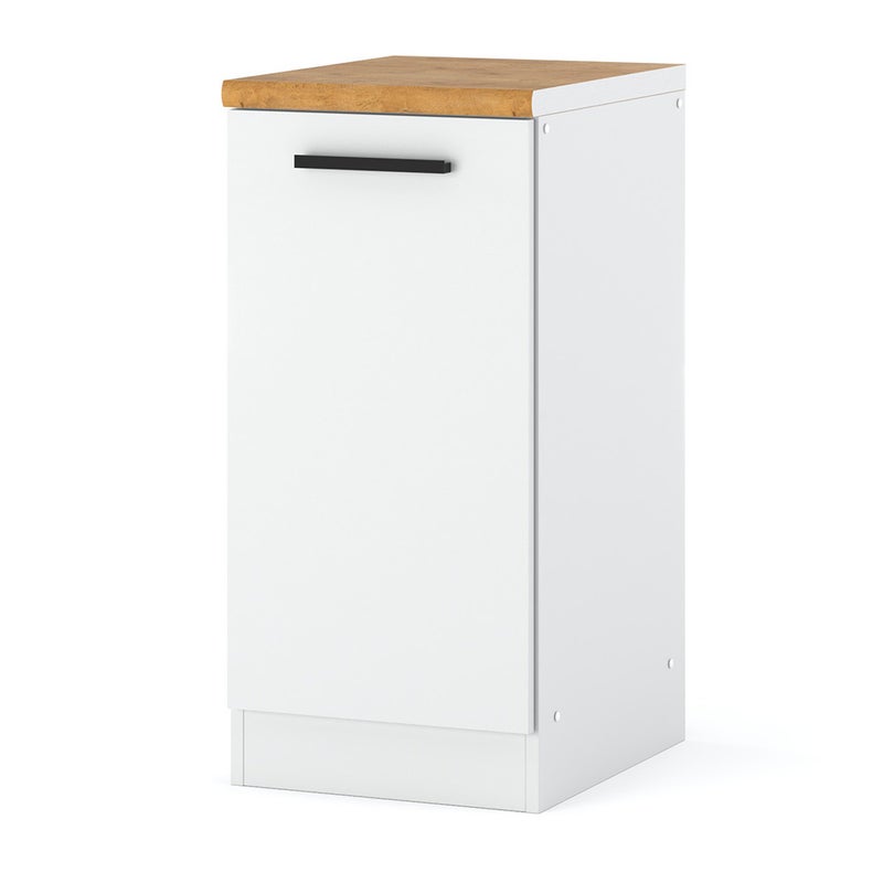 Szafka kuchenna stojąca z blatem modułowa z uchwytami blande 40cm biała mat