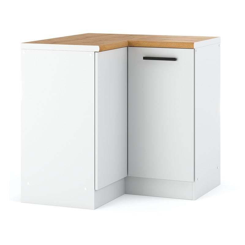 Szafka kuchenna stojąca narożna duża pojemna z blatem 90cm blande biała mat
