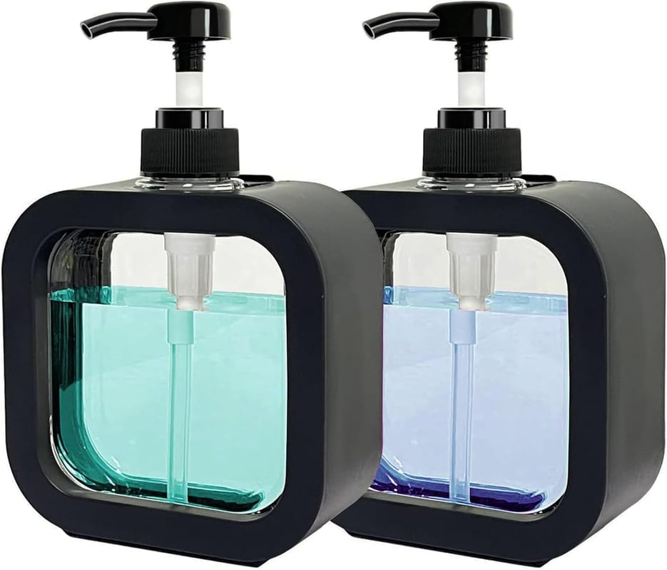 Dozownik mydła do kuchni i łazienki, 300 ml, czarny, 2 sztuki