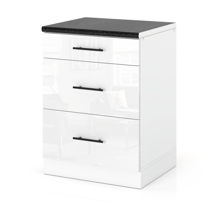 Szafka kuchenna stojąca z blatem 3 szuflady 60cm spremium biały połysk