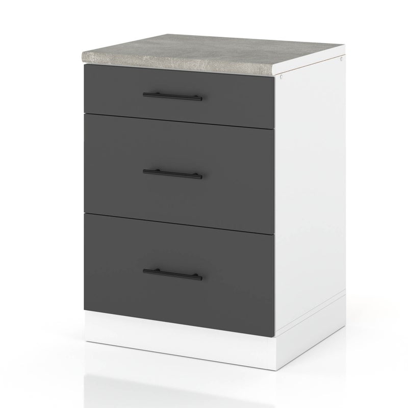 Szafka kuchenna stojąca z blatem 3 szuflady 60cm spremium szary mat