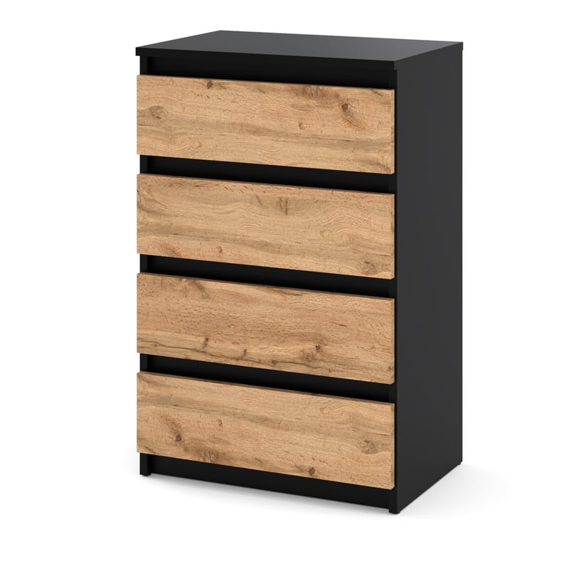 Komoda mała loftowa nowoczesna do sypialni 60cm szafka rtv czarna dąb wotan