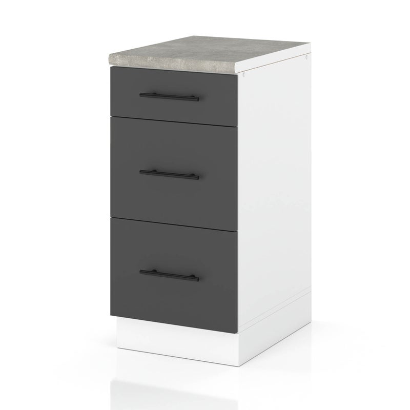 Szafka kuchenna stojąca z blatem 3 szuflady 40cm spremium szary mat
