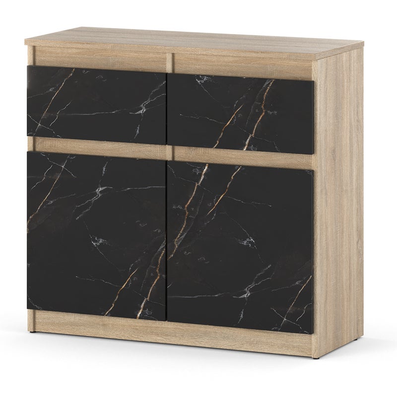 Komoda 2 szuflady mała szafka do sypialni 80cm dąb sonoma san sebastian