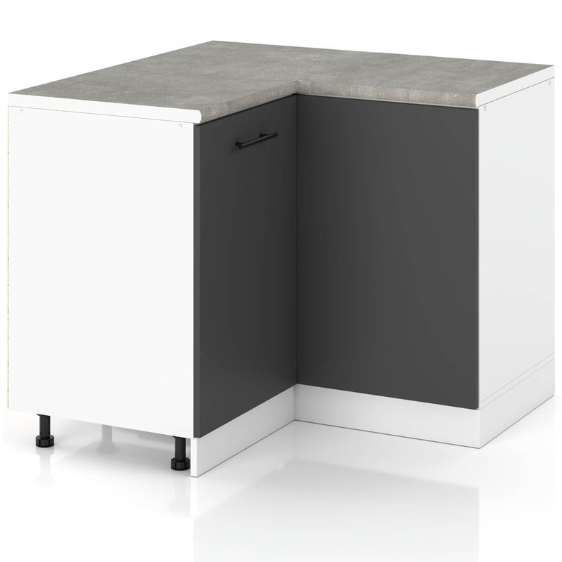 Szafka kuchenna stojąca z blatem narożna 90x90cm spremium szary mat