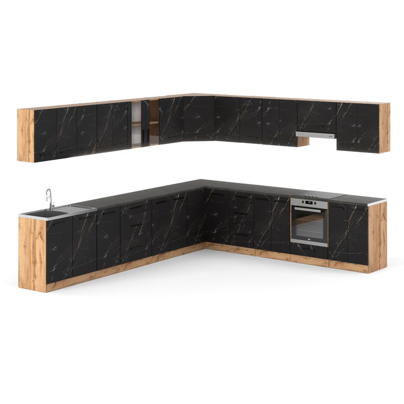 Meble kuchenne nowoczesne narożne kuchnia modułowa rossa 6.8m san sebastian