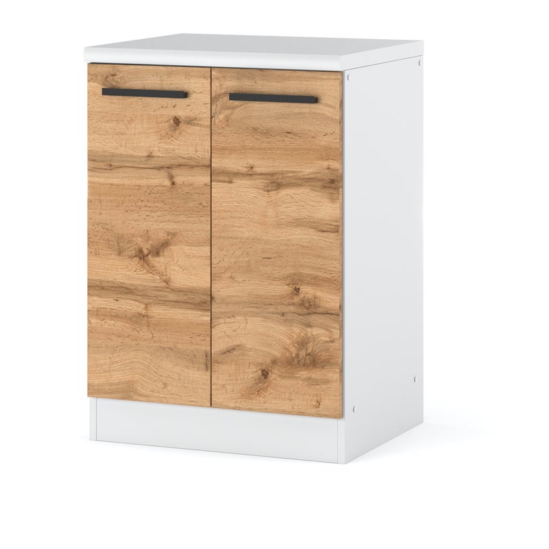 Szafka kuchenna stojąca z blatem modułowa blande 60cm biała dąb wotan