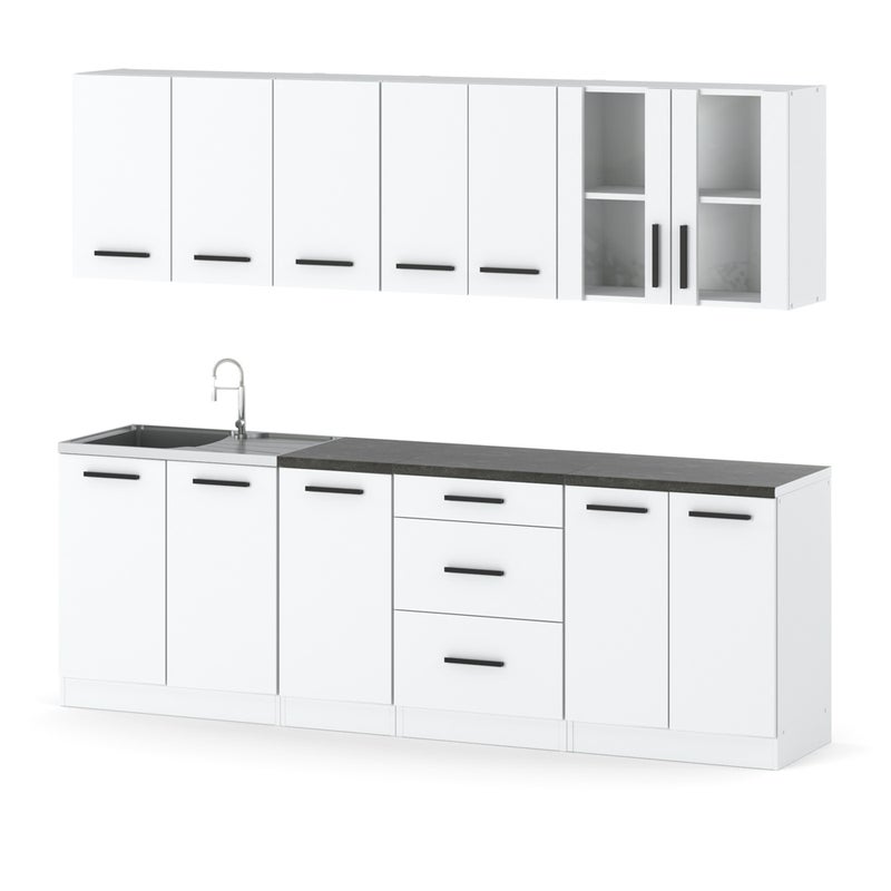 Meble kuchenne białe mat nowoczesne zestaw mebli kuchennych remino 2.6m