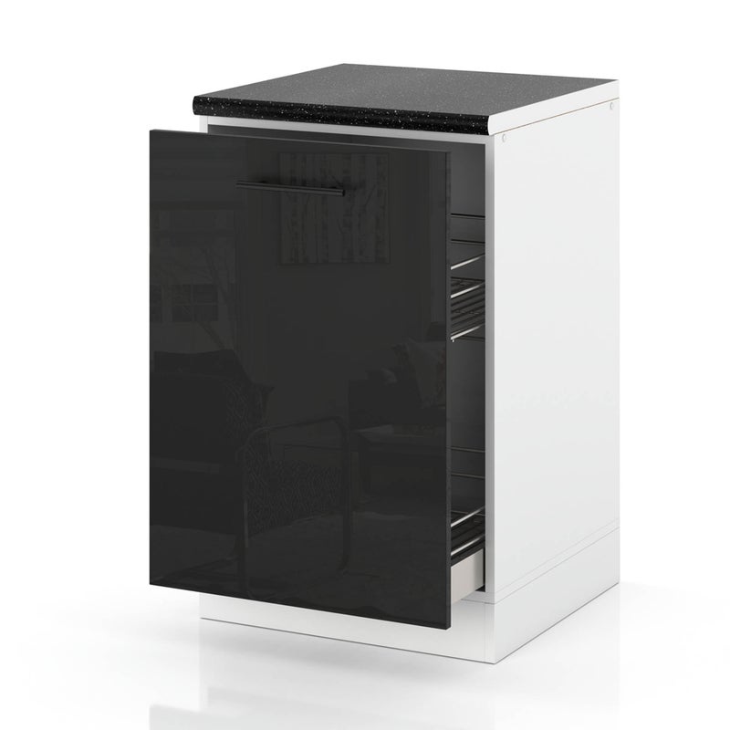 Szafka kuchenna stojąca z blatem szafka cargo 50cm spremium czarny połysk