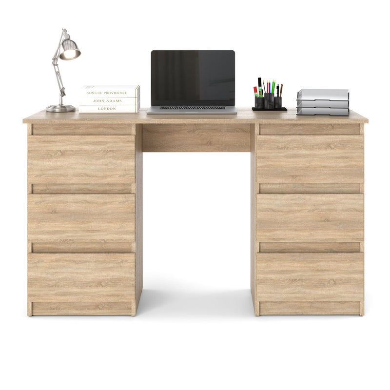 HURTOWNIA-MEBLI Biurko komputerowe szkolne 6 szuflad nowoczesne drewniane sonoma 120cm ofi
