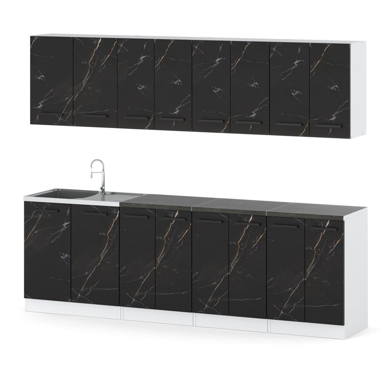 Kuchnia nowoczesna z blatem duża vero 2.6m modułowa biała san sebastian