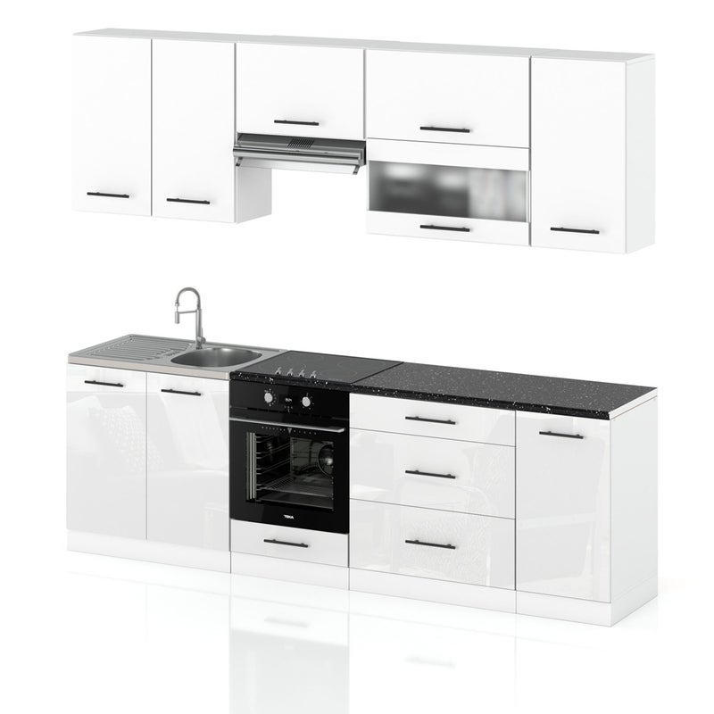 Meble kuchenne białe kuchnia marocco 2.6m duża młodzieżowa biały połysk