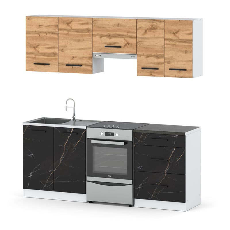 Kuchnia nowoczesna mała zestaw modułowy blat 2m biały wotan san sebastian