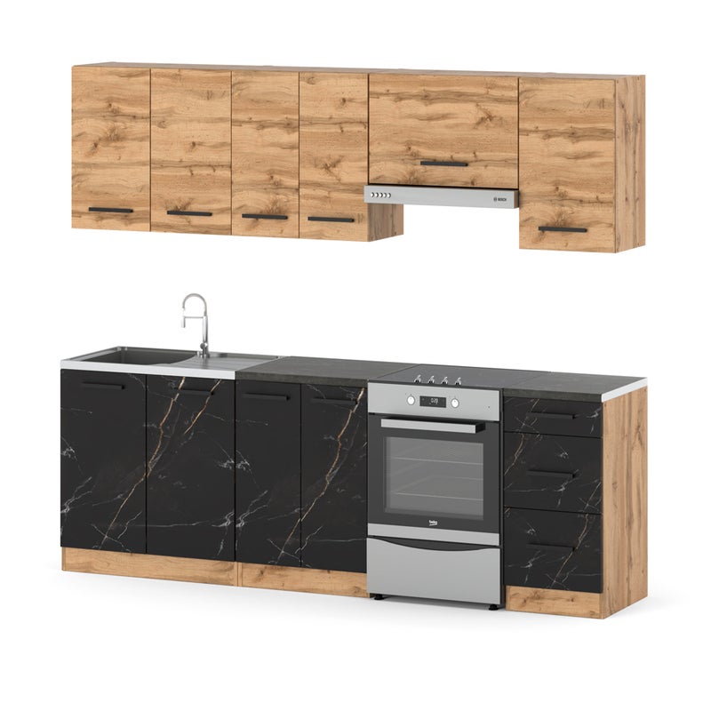 Kuchnia nowoczesna modułowa z blatem mokka 2.4m wotan wotan san sebastian