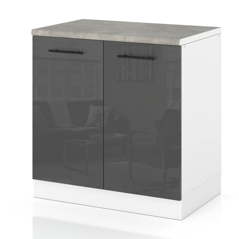 Szafka kuchenna stojąca z blatem modułowa 80cm spremium szary połysk