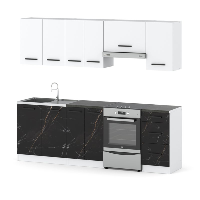 Meble kuchenne pojemna mała blat mokka 2.4m biała biały mat san sebastian