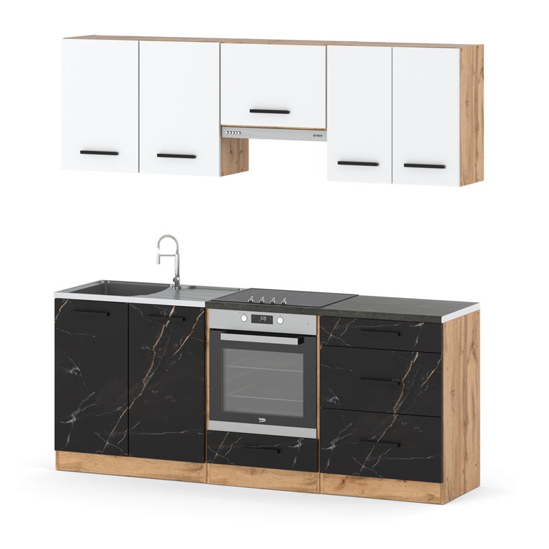 Kuchnia nowoczesna modułowa z blatem mała 2.0m wotan biały san sebastian