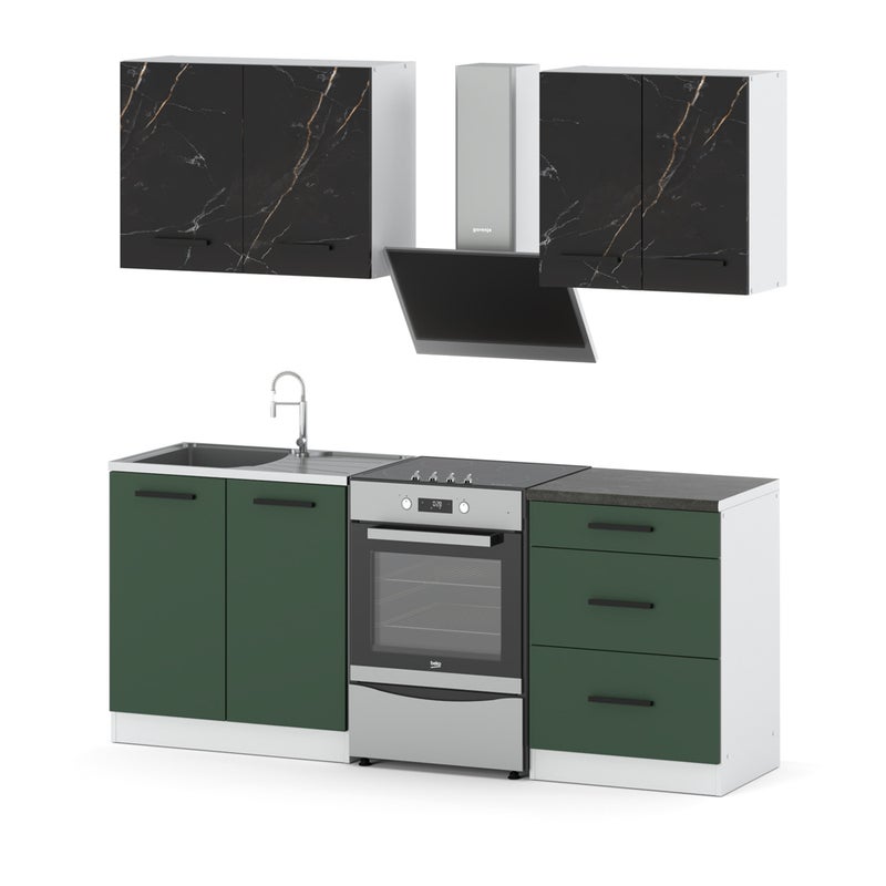 Zestaw kuchenny modułowy z blatem mały 2m biały san sebastian dąb wotan