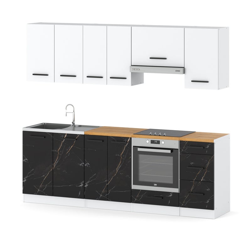 Kuchnia mokka plus 2.4m modułowa z blatem mała biała biały san sebastian