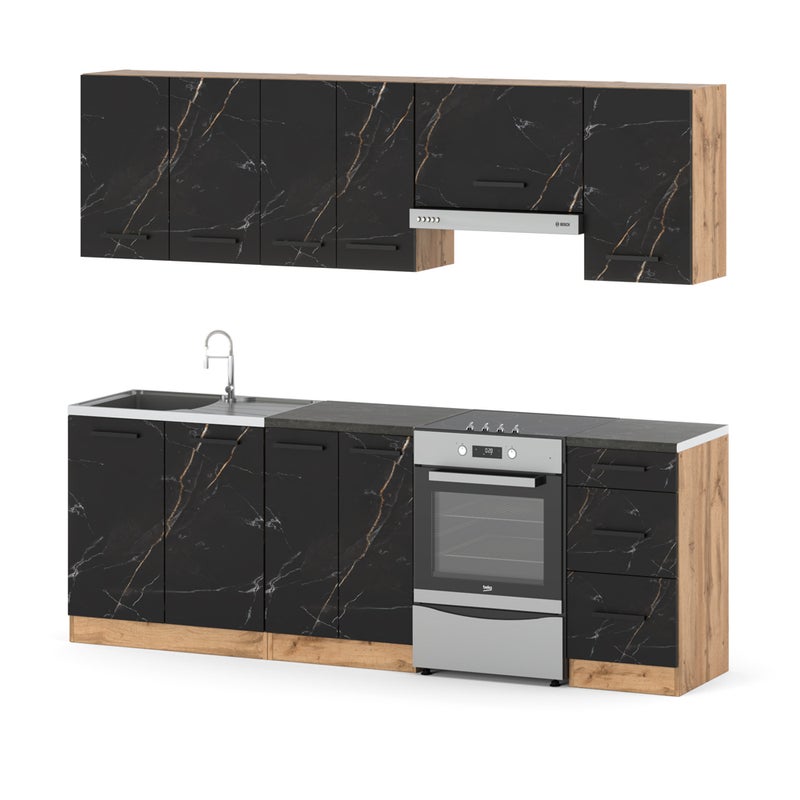 Meble kuchenne nowoczesne komplet mokka 2.4m zestaw modułowy san sebastian