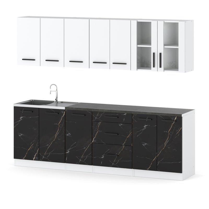 Kuchnia nowoczesna z blatem duża remino 2.6m biały biały mat san sebastian