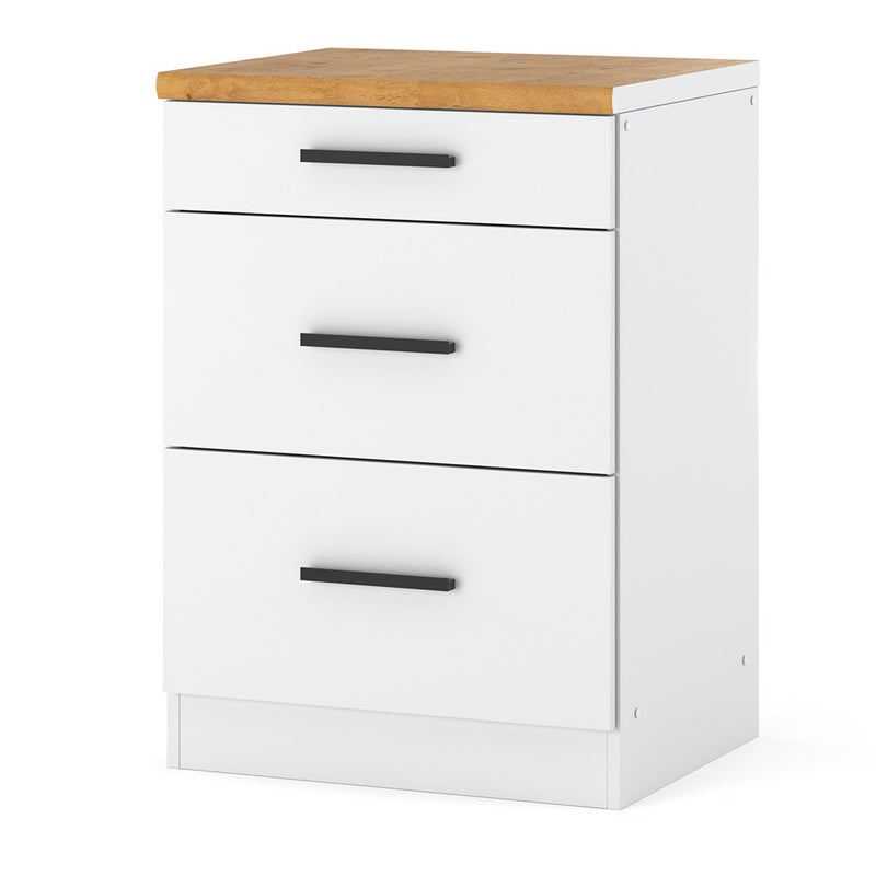 Szafka kuchenna dolna z blatem modułowa 3 szuflady blande 60cm biała mat