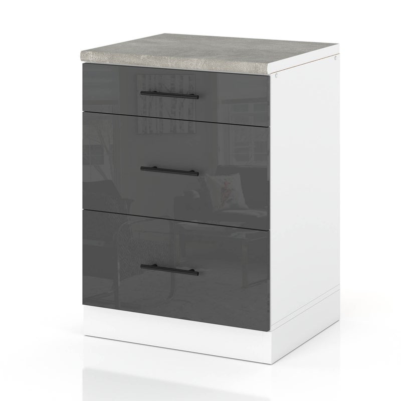 Szafka kuchenna stojąca z blatem 3 szuflady 60cm spremium szary połysk