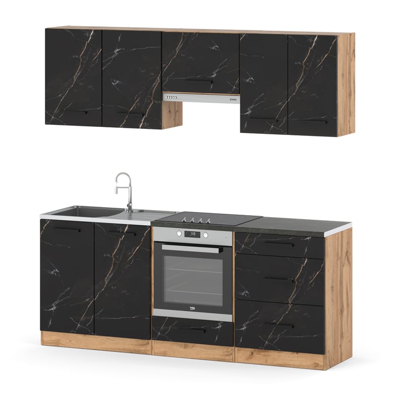 Meble kuchenne nowoczesne z blatem modułowe małe 2.0m wotan san sebastian