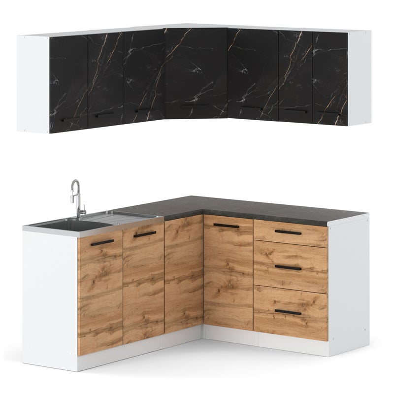 Meble kuchenne modułowe blat 3.2m narożne duże biały san sebastian wotan