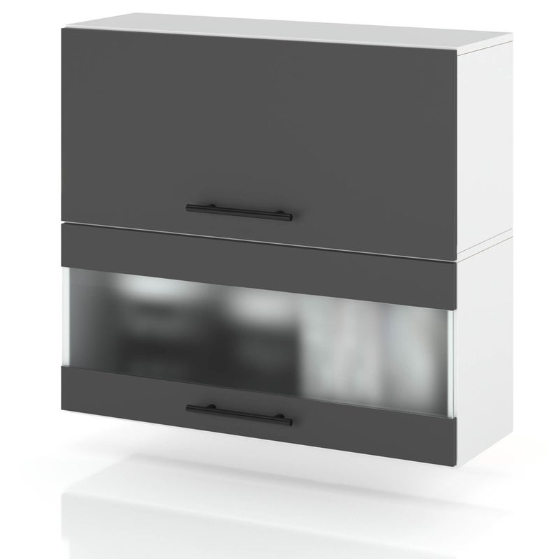 Szafka kuchenna wisząca witryna szklana klapowa 80cm spremium szary mat