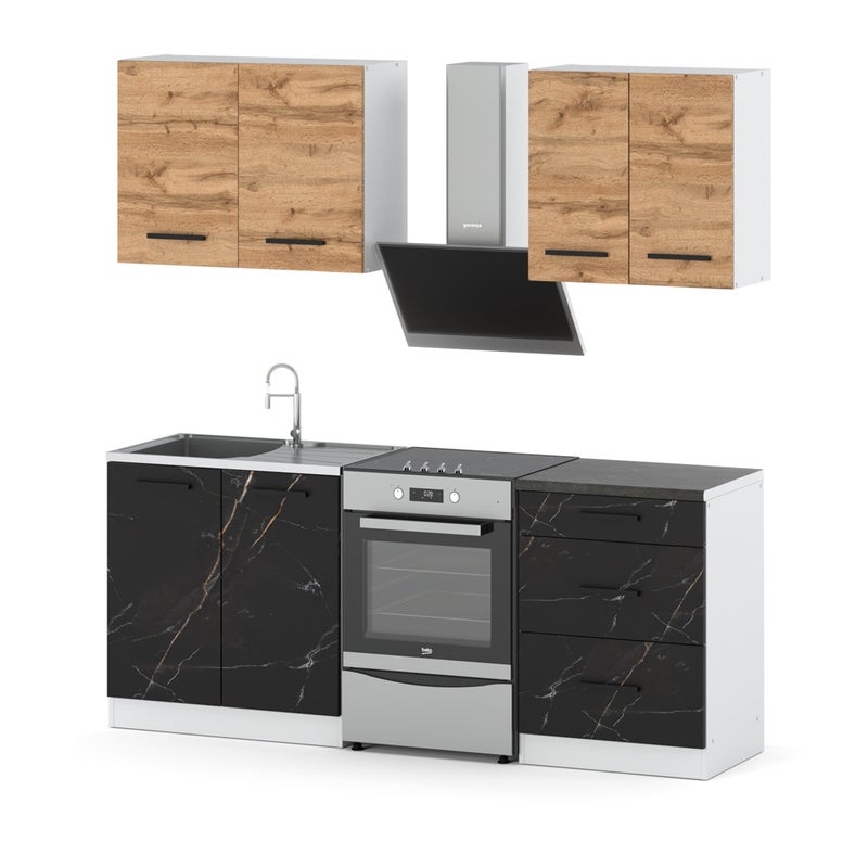 Kuchnia z blatem nowoczesna modułowa mała 2m biały wotan san sebastian