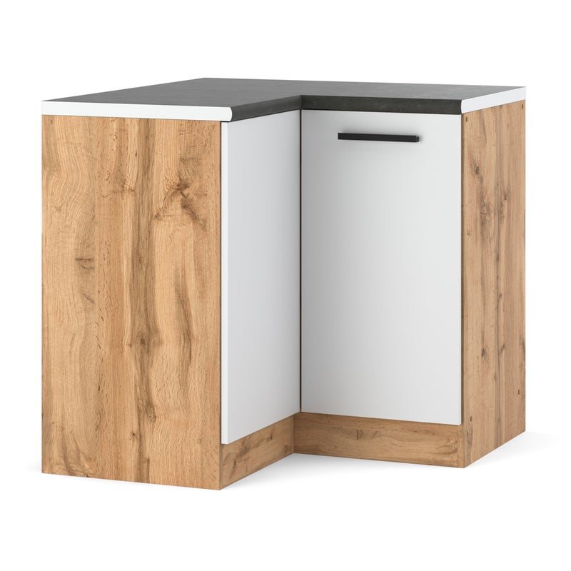 Szafka kuchenna stojąca narożna z blatem 90cm blande wotan biały mat