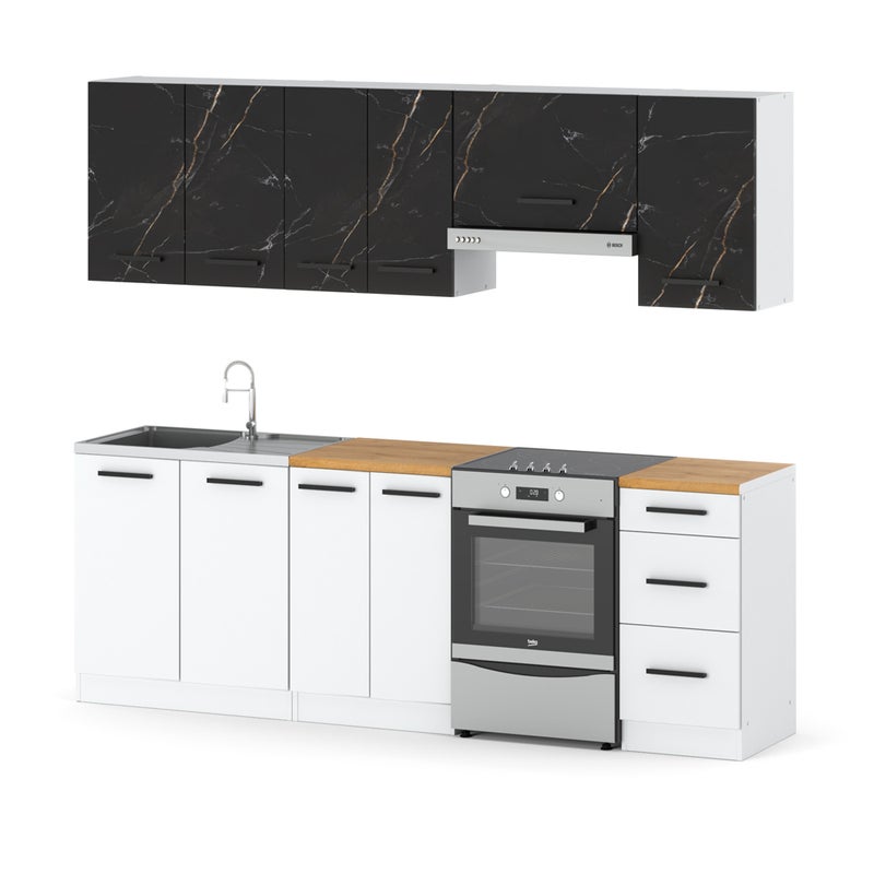 Kuchnia mokka 2.4m mała modułowa nowoczesna biała san sebastian biała mat