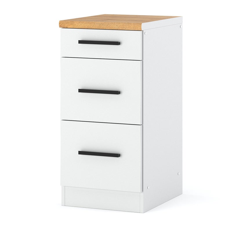 Szafka kuchenna dolna z blatem 3 szuflady modułowa blande 40cm biała mat