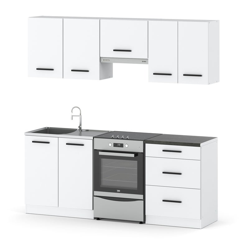 Kuchnia mała biała modułowa nowoczesna z blatem 2m zestaw kuchenny pojemny