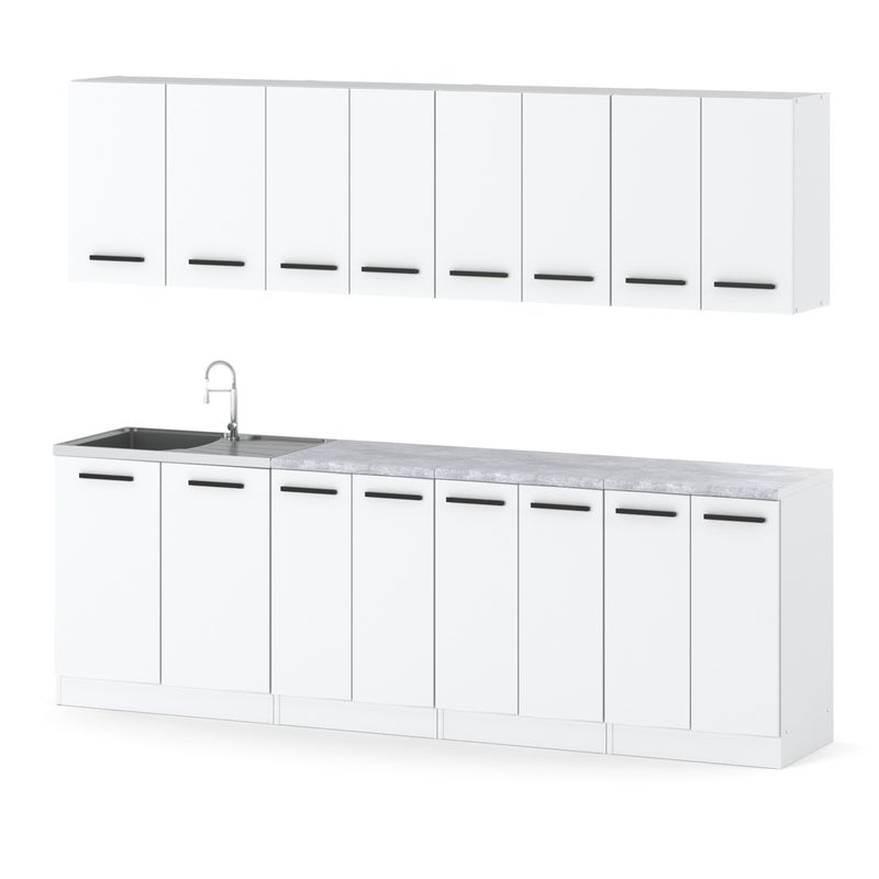 Meble kuchenne białe zestaw pojemna kuchnia nowoczesna vero 2.6m modułowy