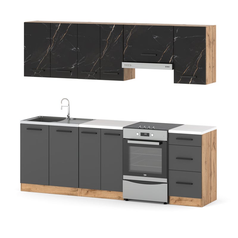 Kuchnia modułowa nowoczesna z blatem mokka 2.4m wotan san sebastian szary