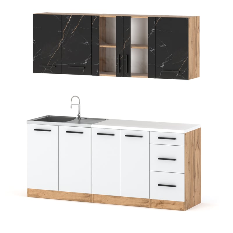 Kuchnia modułowa rest 2.0m nowoczesna z blatem wotan san sebastian biały